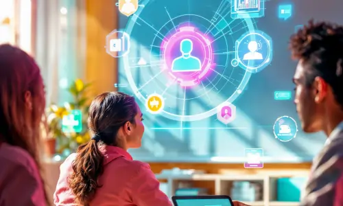 Students learning digital marketing strategies and social media management to start a career in digital marketing.