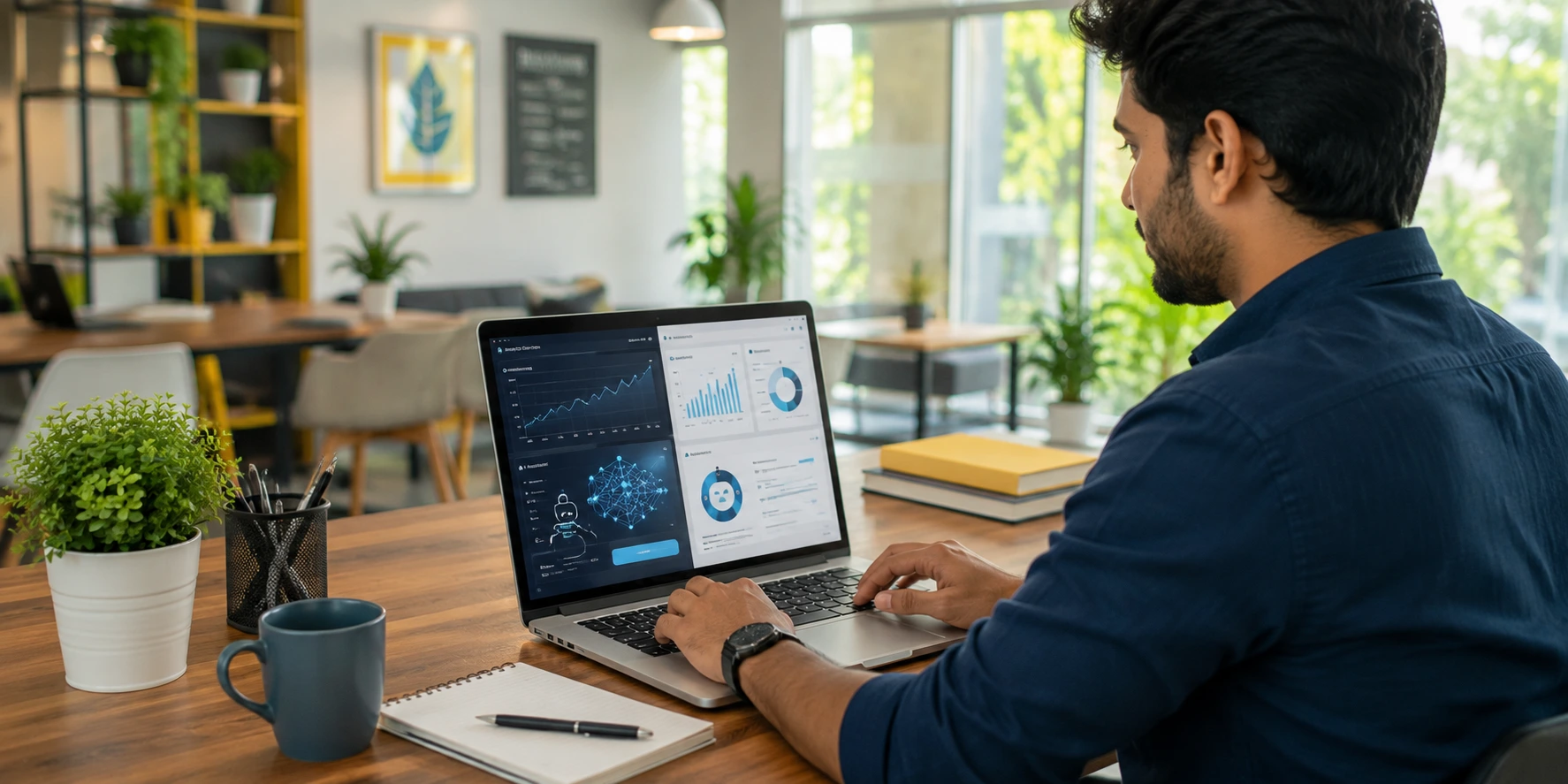 Digital marketing professional working with AI tools and analytics in Kerala