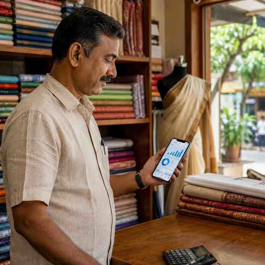 south indian local shop owner using ai based didgital marketing services