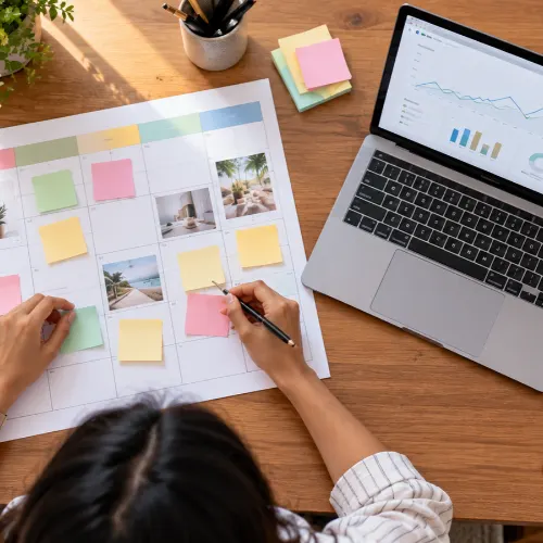 Content calendar and analytics dashboard for a practice project in a digital marketing portfolio